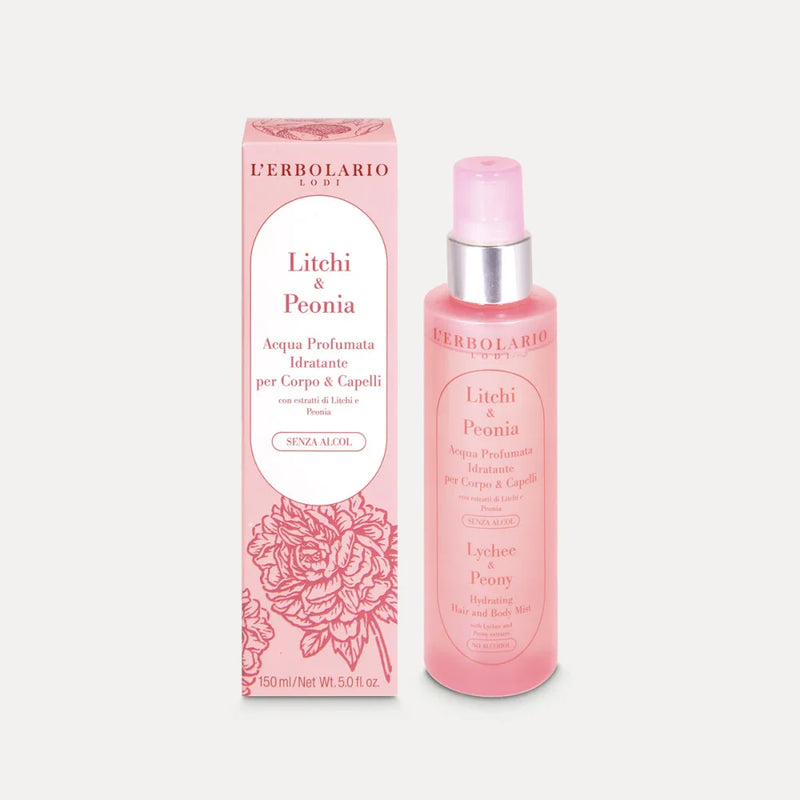 L’ Erbolario Hydrating Hair & Body Mist Ενυδατικό Αρωματικό Σπρέι για Μαλλιά & Σώμα Lychee & Peony 150ml