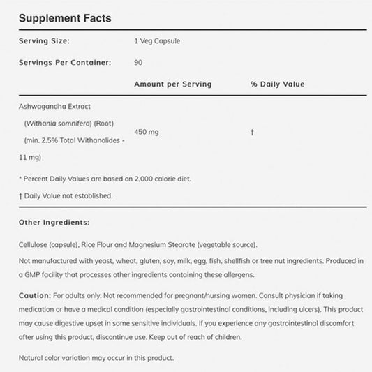 Now Foods Ashwaganda Extract 450mg 180 φυτικές κάψουλες