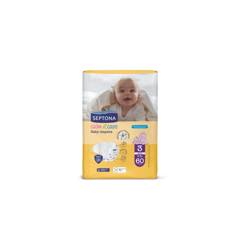 Septona Calm n' Care Diapers with Adhesive No. 3 for 4-9kg 60pcs