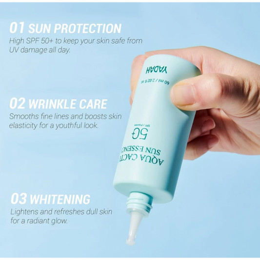 Yadah Aqua Cactus Sun Essence Αντηλιακό Προσώπου SPF50+, 60ml