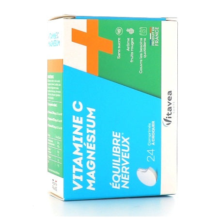 Vitavea Vitamine C Magnésium Συμπλήρωμα Διατροφής με Βιταμίνη C και Μαγνήσιο 24 Μασώμενες Ταμπλέτες