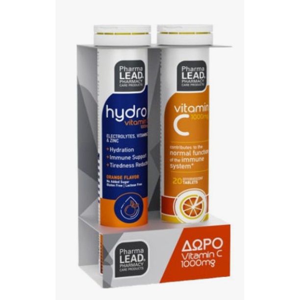 Pharmalead Promo Hydro Energy Ηλεκτρολύτες Λεμόνι 20 Αναβράζοντα Δισκία & Vitamin C 1000mg Πορτοκάλι 20 Αναβράζοντα Δισκία