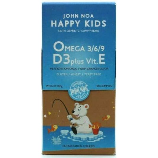 John Noa Happy Kids Omega 3/6/9 D3 Plus Κατάλληλο για Παιδιά 90 ζελεδάκια Πορτοκάλι