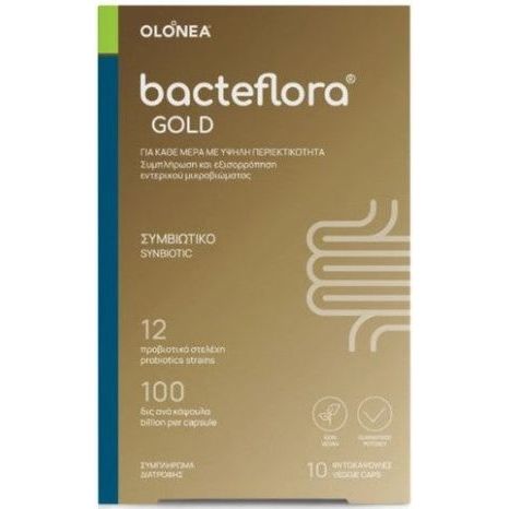 Olonea BacteFlora Gold Συμβιωτικό για την Υγεία & Ομαλή Λειτουργία του Εντέρου με Ultra Υψηλή Περιεκτικότητα, 10vcaps