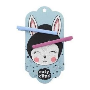 Moon Rabbit Set of Children's Bones with Clip in Pink Color 2pcs