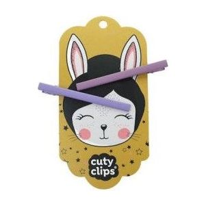 Moon Rabbit Set of Children's Bones with Clip in Purple Color 2pcs