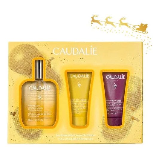 Caudalie XMAS PROMO PACK Soleil des Vignes Oil Elixir 50ml, Shower Gel 30ml & Hyaluronic Body Lotion 30ml.