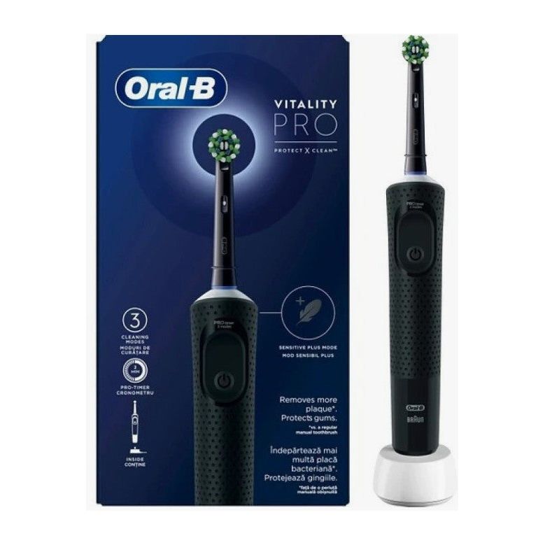 Oral-B Vitality Pro Ηλεκτρική Οδοντόβουρτσα Μαύρη 1 τεμάχιο