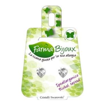 FARMA BIJOUX Hypoallergenic Earrings with Swarovski® crystal, heart shape, color CRYSTAL Silver