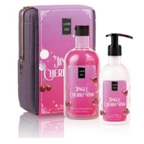 Lavish Care PROMO Xmas Jingle Cherry Rum Shower Αφρόλουτρο Gel 500ml & Jingle Cherry Rum Glitter Body Lotion Ενυδατικό Γαλάκτωμα Σώματος 300ml & ΔΩΡΟ Νεσεσέρ