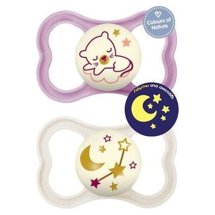 Mam Ορθοδοντικές Πιπίλες Σιλικόνης Air Night Νυκτός