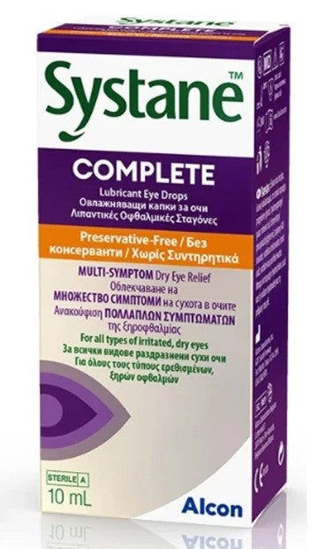 Alcon Systane Complete Drops Λιπαντικές Οφθαλμικές Σταγόνες Χωρίς Συντηρητικά, 10ml