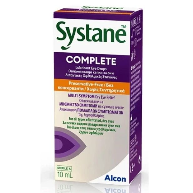 Alcon Systane Complete Drops Λιπαντικές Οφθαλμικές Σταγόνες Χωρίς Συντηρητικά, 10ml