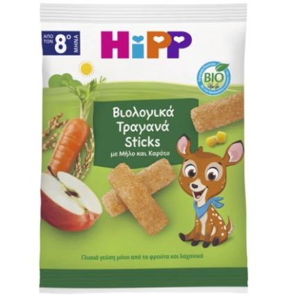 Ηιpp BIO Τραγανά Sticks με Μήλο & Καρότο Κατάλληλο για Βρέφη από τον 8ο Μήνα 30gr