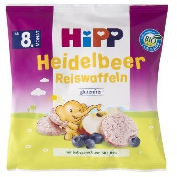 Hipp Ρυζογκοφρετάκι Μήλου & Βατόμουρου (15τμχ) 8m+ 30gr