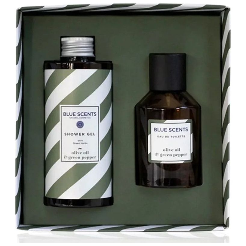 Blue Scents Gift Set Olive Oil & Green Pepper Αφρόλουτρο Σώματος, 300ml & Eau De Toilette Ανδρικό Άρωμα, 100ml
