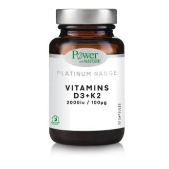 Power of Nature Vitamins D3+K2 2000IU/100μg Συμπλήρωμα Διατροφής για την Καλή Υγεία των Οστών & Δοντιών 30 Κάψουλες