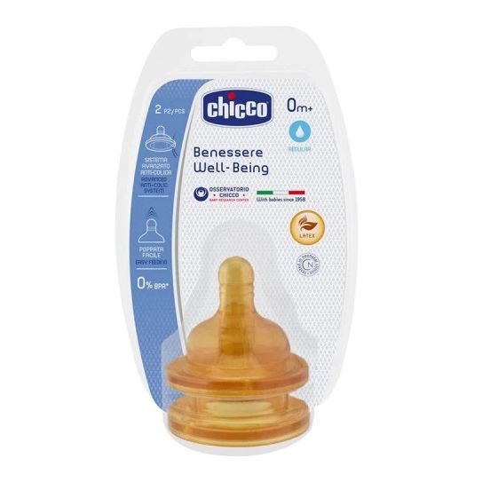 Chicco Θηλή Καουτσούκ Κανονική Ροή 0M+ Σετ των 2