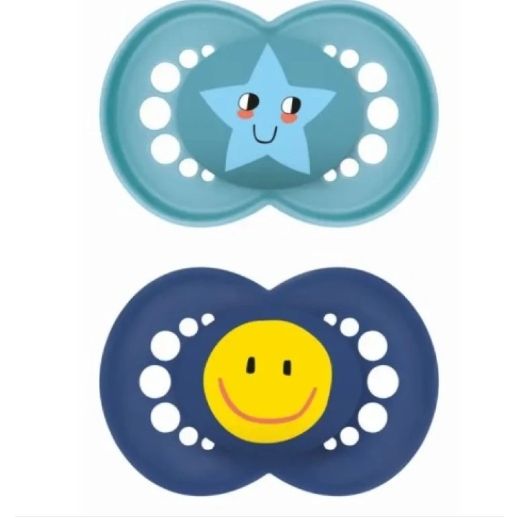 Mam Orthodontic Silicone Pacifiers Original Blue-Light Blue for 6-16 months 2pcs