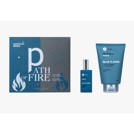 Panthenol Extra Men Promo Path of Fire με Men Blue Flames 3in1 Cleanser Ανδρικό Σαμπουάν - Αφρόλουτρο, 200ml & Blue Flames Eau De Toilette Ανδρικό Άρωμα, 50ml, 1σετ