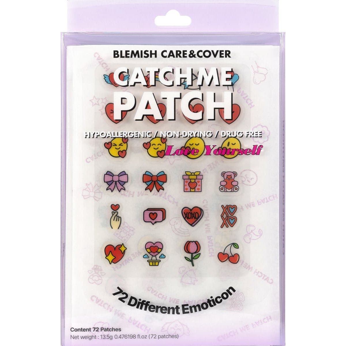 Catch Me Patch Love Yourself Emoticon Design 72pcs - Επιθέματα Υδρογέλης για Κάλυψη Σημαδιών
