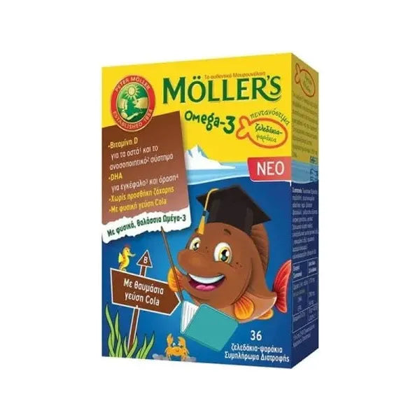 Moller's Omega-3 Ζελεδάκια-Ψαράκια με Γεύση Cola, 36τμχ