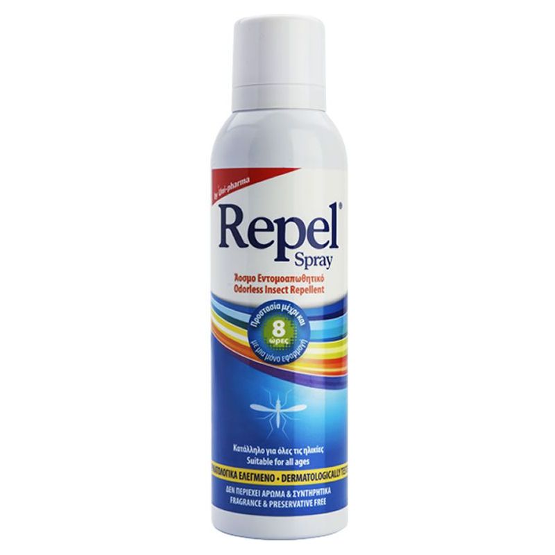 UNI-PHARMA REPEL Spray Άοσμο Εντομοαπωθητικό Κατάλληλο για Όλες τις Ηλικίες 150ml