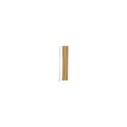 The Humble Co. Bamboo Straws Brown with Brush 4pcs