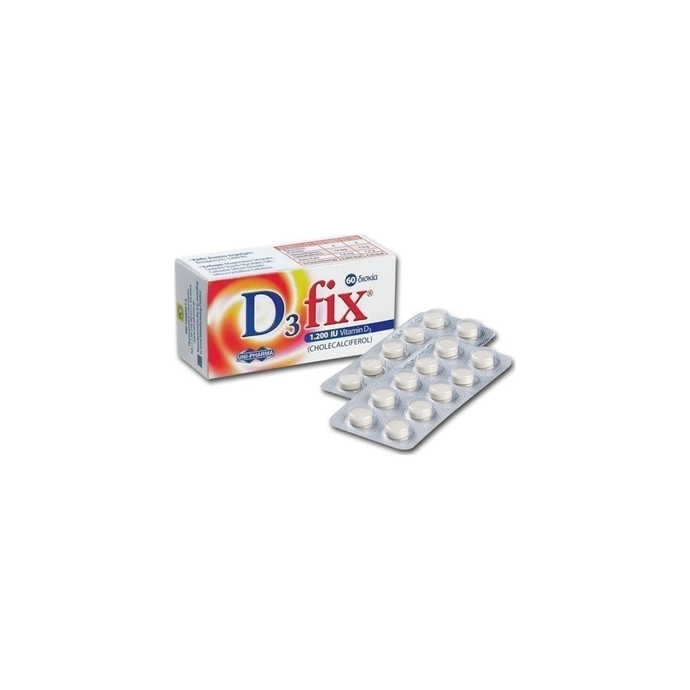 Uni-Pharma D3 Fix 1200 iu 60 Ταμπλέτες