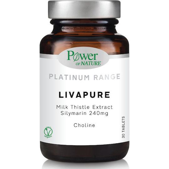 Power Of Nature Platinum Range LivaPure Milk Thistle Extract Silymarin 240mg & Choline 30 ταμπλέτες
