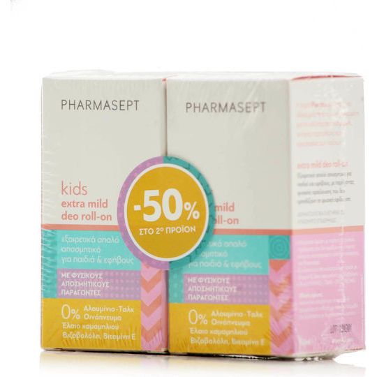 Pharmasept Promo (-50% στο 2ο προϊόν) Kids Extra Mild Deo Roll-on Αποσμητικό για Παιδιά & Εφήβους, 2x50ml