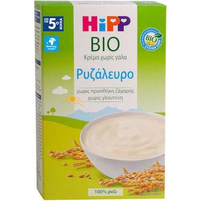 Hipp Βρεφική Κρέμα Bio Ρυζάλευρο Χωρίς Γάλα 5m+ 200gr χωρίς Γλουτένη