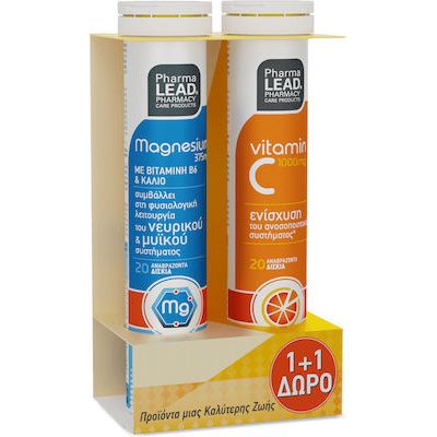 Pharmalead Μαγνήσιο Με Βιταμίνη Β6 και Κάλιο 20 αναβράζοντα δισκία & Vitamin C 1000mg 20 αναβράζοντα δισκία