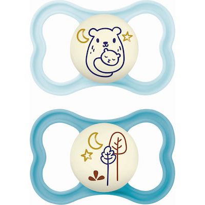 Mam Silicone Pacifiers Teddy Bear / Trees Night Blue for 6-16 months 2pcs