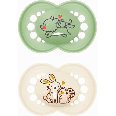 Mam Silicone Pacifiers Original Green with Case for 16+ months 2pcs
