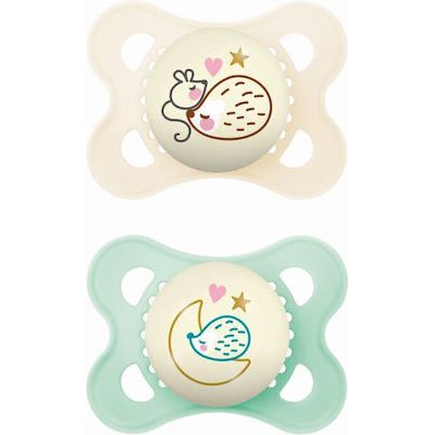Mam Silicone Pacifiers Original Beige-Mint Nighttime for 2-6 months 2pcs
