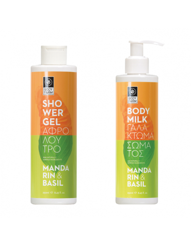 Bodyfarm Mandarin & Basil Shower Gel 250ml & Body Milk Set 250ml