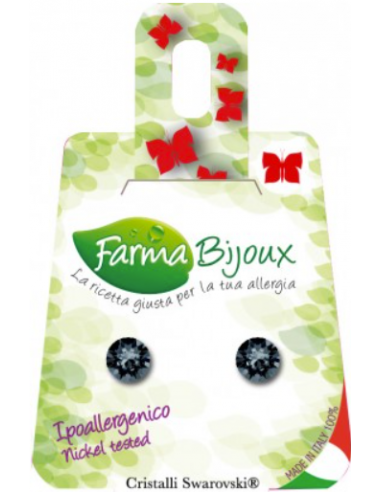 FARMA BIJOUX Σκουλαρίκια Υποαλλεργικά με κρύσταλλο Swarovski®, χρώμα Grafite