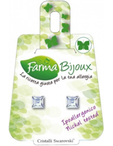 FARMA BIJOUX Σκουλαρίκια Υποαλλεργικά με κρύσταλλο Swarovski® , σχήμα τετράγωνο-, χρώμα CRYSTAL