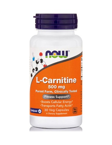 Now Foods L-Carnitine Συμπλήρωμα Διατροφής με Καρνιτίνη 500mg 30 φυτικές κάψουλες