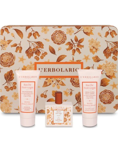 L' Erbolario Berries Flowers- Wood Beauty Secrets TRIO, Shower Gel 250ml & Fluid Body Cream 200ml & Perfume 50ml