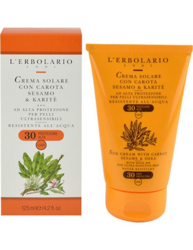 L' Erbolario Sun Cream with Carrot Sesame & Shea SPF30 125ml