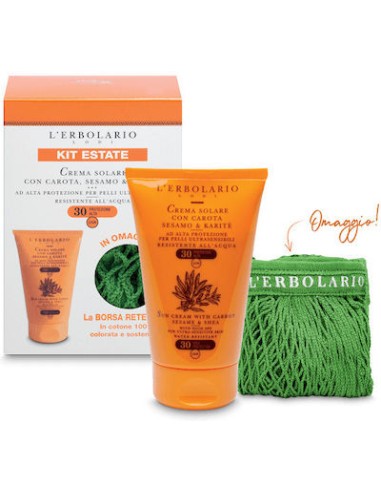 L' Erbolario Sun Cream with Carrot Sesame & Shea Spf30 125ml & Οικολογική Τσάντα Σετ με Αντηλιακή Κρέμα Προσώπου