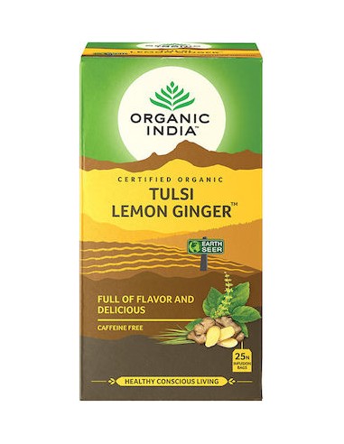 Organic India Τσάι 25 Φακελάκια με Άρωμα Lemon & Ginger