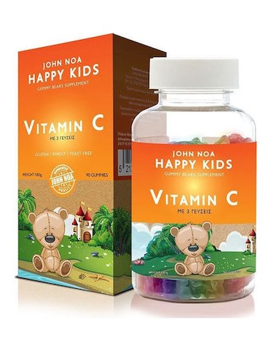 John Noa Happy Kids Vitamin C Βιταμίνη για Ενέργεια & Ανοσοποιητικό Πορτοκάλι 90 ζελεδάκια