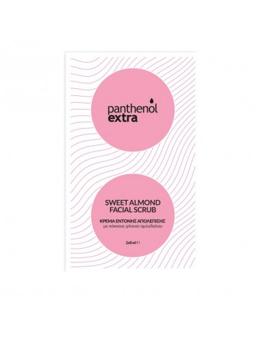 Panthenol Extra Sweet Almond Facial Scrub Κρέμα Έντονης Απολέπισης με Κόκκους Φλοιού Αμύγδαλου 2x8ml