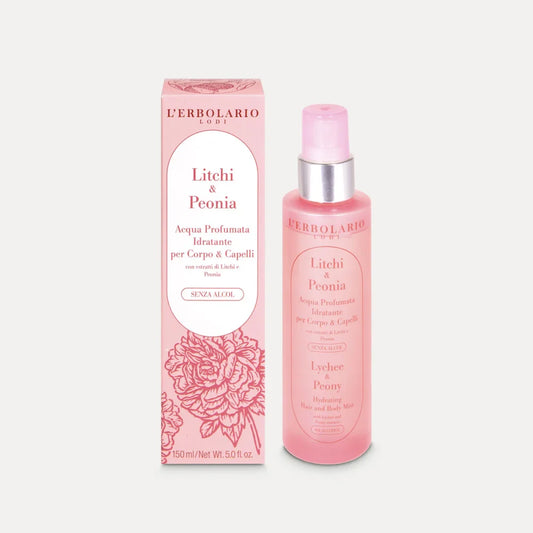 L’ Erbolario Hydrating Hair & Body Mist Ενυδατικό Αρωματικό Σπρέι για Μαλλιά & Σώμα Lychee & Peony 150ml