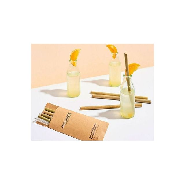 The Humble Co. Καλαμάκια Μπαμπού Καφέ με Βουρτσάκι 4τμχ