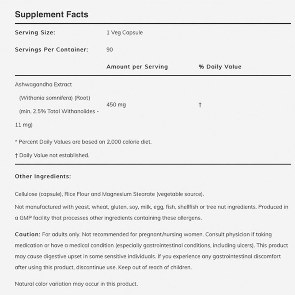 Now Foods Ashwaganda Extract 450mg 180 φυτικές κάψουλες