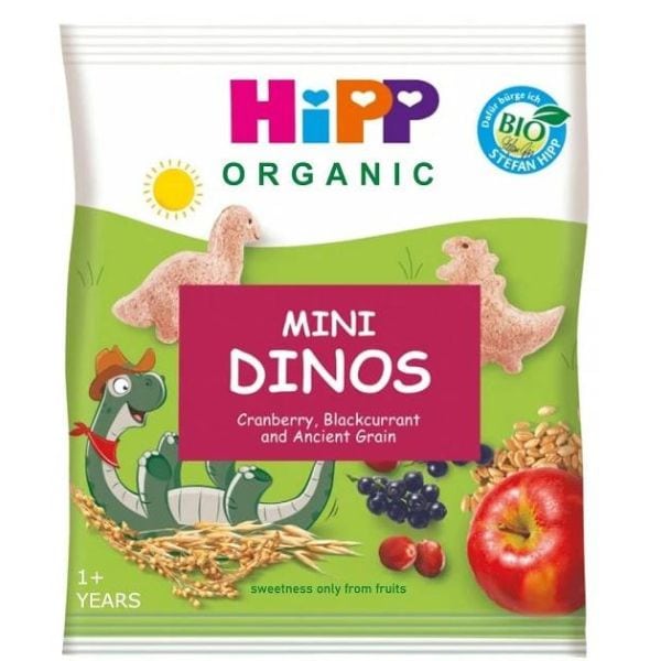 Hipp Organic Mini Dinos Σνακ από Δημητριακά & Χυμούς Φρούτων (από το 1ο έτος) 30 g